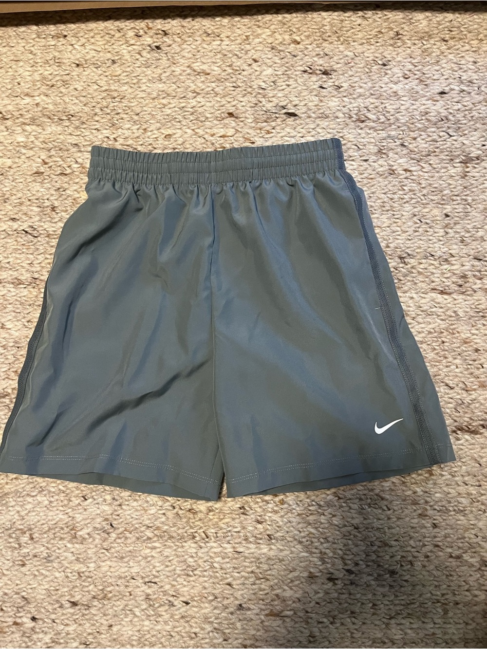 Nike Grey Kids Athletic Shorts with White Swoosh